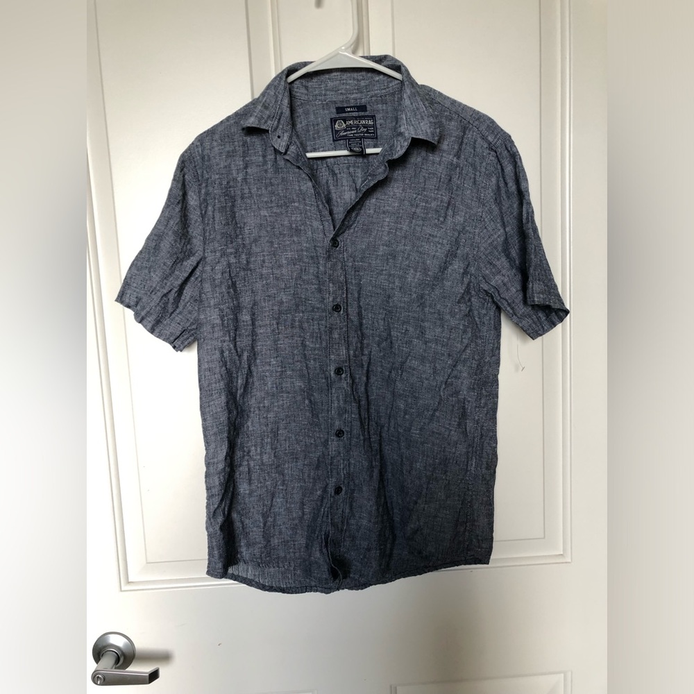 NWOT American Rag Short-Sleeve Linen-Blend Button Shirt Size Small